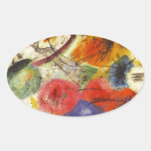 Kandinsky Black Strokes Abstrakte Malerei Ovaler Aufkleber