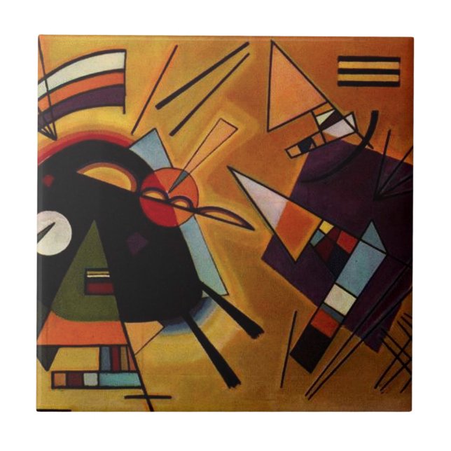 Kandinsky Black und Violet Tile Fliese (Vorderseite)