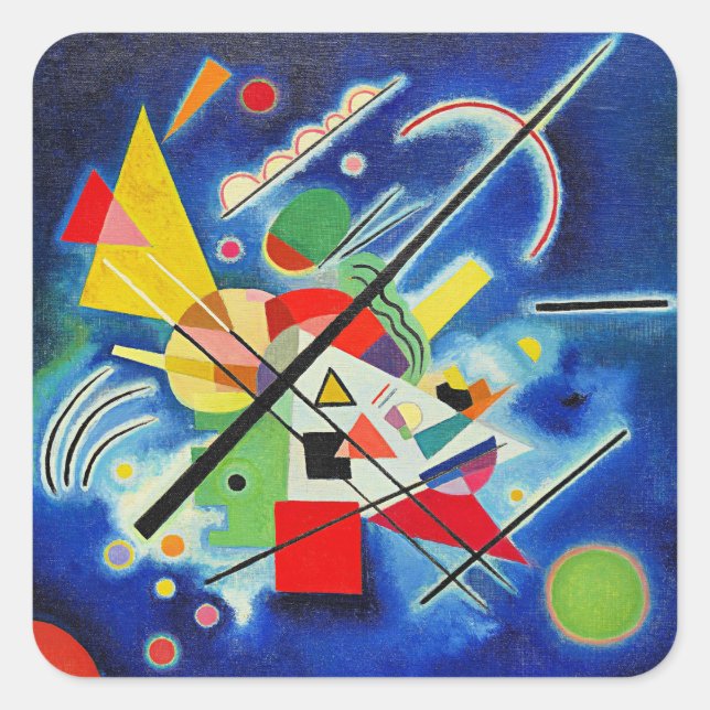 Kandinsky - Blaue Malerei Quadratischer Aufkleber (Vorderseite)