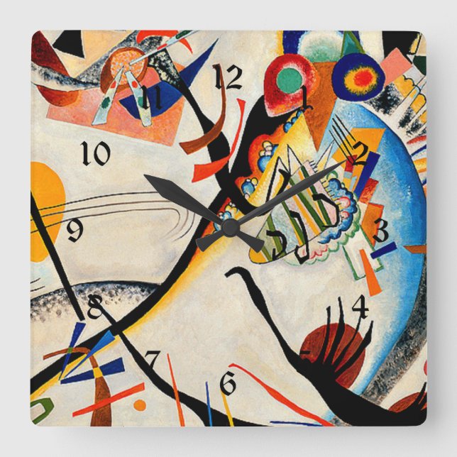 Kandinsky - Blaues Segment Quadratische Wanduhr (Vorderseite)