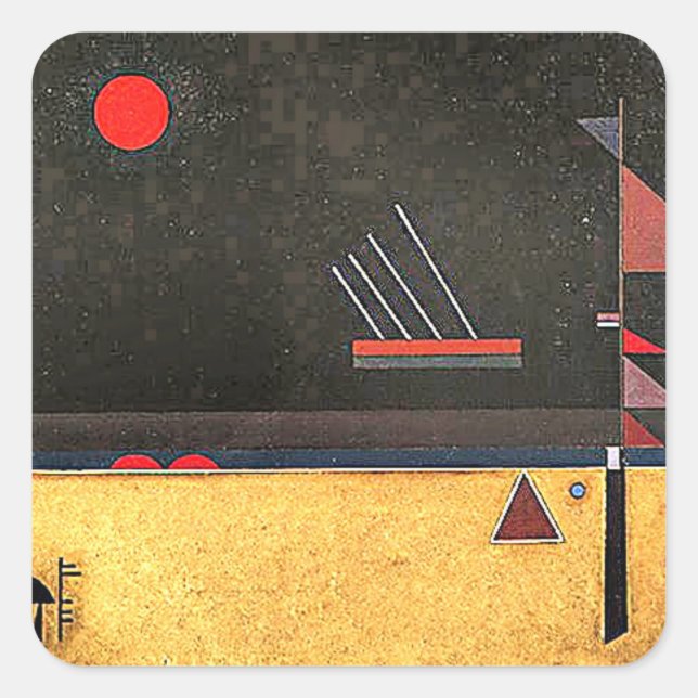 Kandinsky - Braun, abstrakte Kunst Quadratischer Aufkleber (Vorderseite)