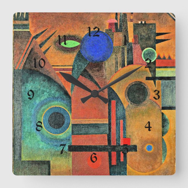 Kandinsky - Brawn Silence Quadratische Wanduhr (Vorderseite)