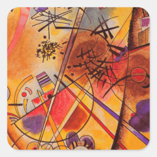 Kandinsky Brown Yellow Red Blue Quadratischer Aufkleber