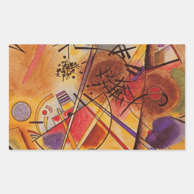 Kandinsky Brown Yellow Red Blue Rechteckiger Aufkleber (Vorderseite)