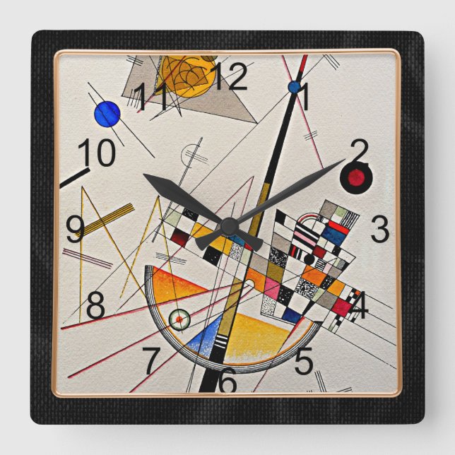 Kandinsky - empfindliche Spannungen, Quadratische Wanduhr (Vorderseite)