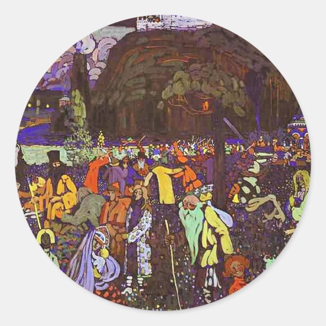 Kandinsky - Farbiges Leben, Runder Aufkleber (Vorderseite)