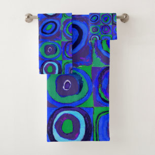 Kandinsky Farbstudie Blaue Quadrate Kreis Badhandtuch Set