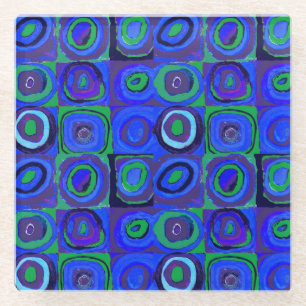 Kandinsky Farbstudie Blaue Quadrate Kreis  Glasuntersetzer