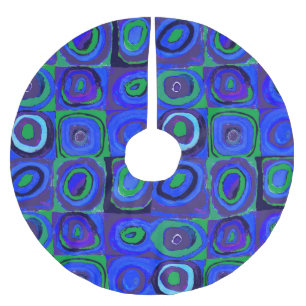 Kandinsky Farbstudie Blaue Quadrate Kreis  Polyester Weihnachtsbaumdecke