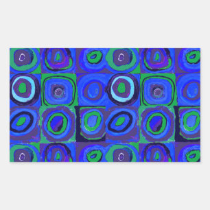 Kandinsky Farbstudie Blaue Quadrate Kreis Rechteckiger Aufkleber