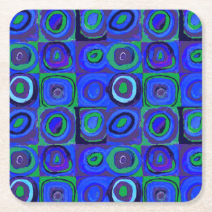 Kandinsky Farbstudie Blaue Quadrate Kreis  Rechteckiger Pappuntersetzer
