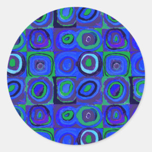 Kandinsky Farbstudie Blaue Quadrate Kreis Runder Aufkleber