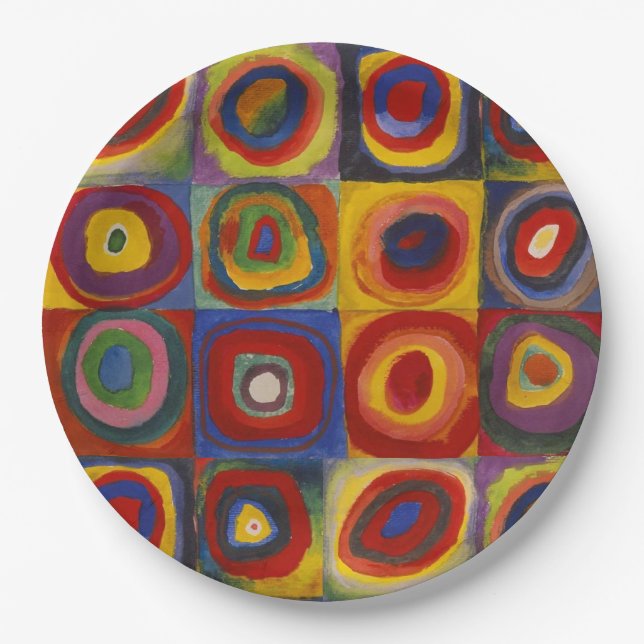 Kandinsky Farbstudie Quadrate Farbige Quadrate Pappteller (Vorderseite)