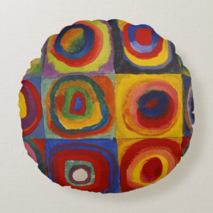 Kandinsky Farbstudie Quadrate Farbige Quadrate Rundes Kissen