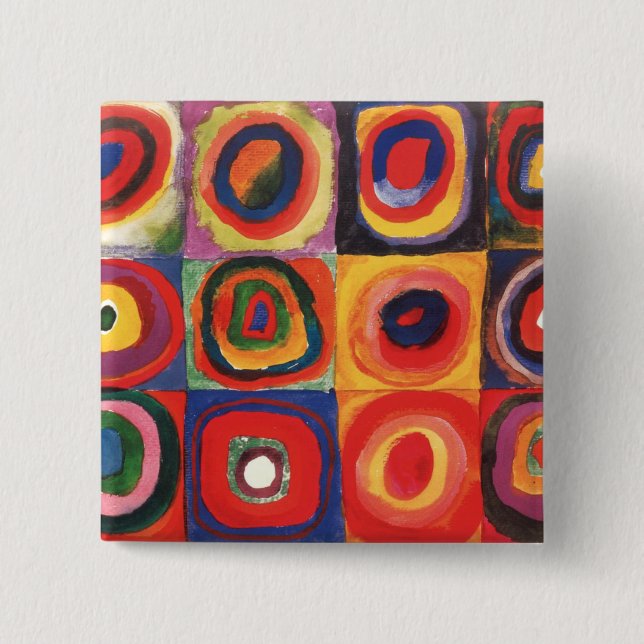 Kandinsky Farbstudie Quadrate Kreise Kunst Button (Vorderseite)