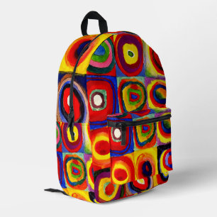Kandinsky Farbstudie Quadrate Quadrate Kreise Kuns Bedruckter Rucksack