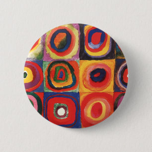 Kandinsky Farbstudie Quadrate Quadrate Kreise Kuns Button