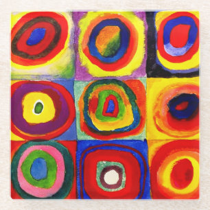 Kandinsky Farbstudie Quadrate Quadrate Kreise Kuns Glasuntersetzer
