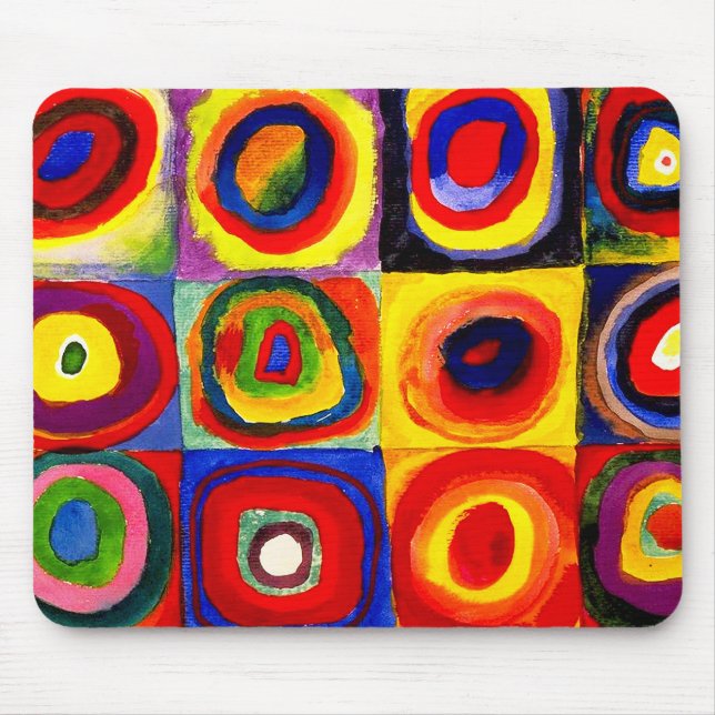Kandinsky Farbstudie Quadrate Quadrate Kreise Kuns Mousepad (Vorne)