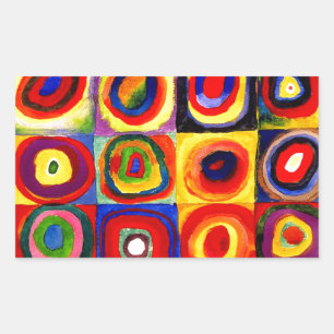 Kandinsky Farbstudie Quadrate Quadrate Kreise Kuns Rechteckiger Aufkleber