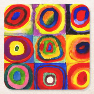 Kandinsky Farbstudie Quadrate Quadrate Kreise Kuns Rechteckiger Pappuntersetzer