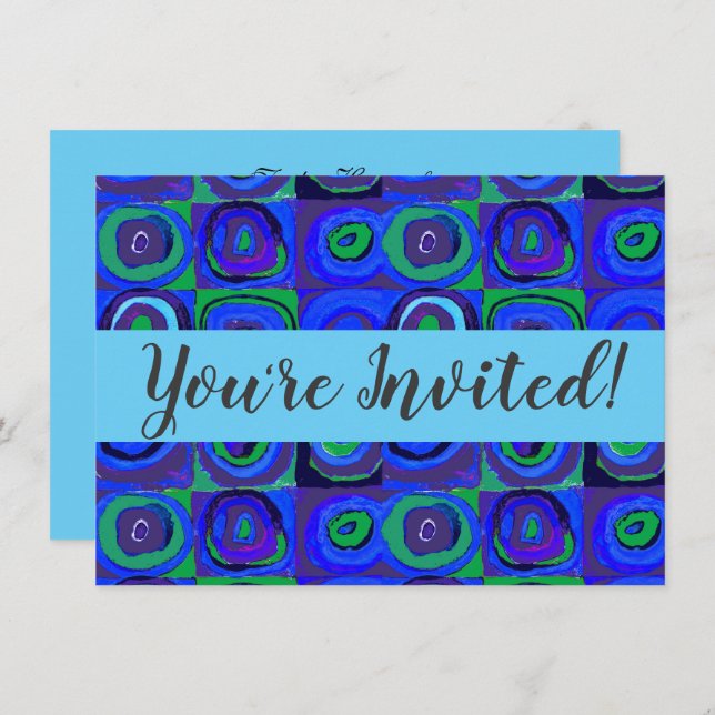 Kandinsky Farbstudien Blue Quadrate Square Circle Einladung (Vorne/Hinten)