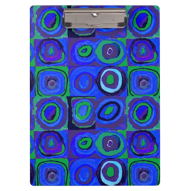Kandinsky Farbstudien Blue Quadrate Square Circle Klemmbrett (Vorderseite)
