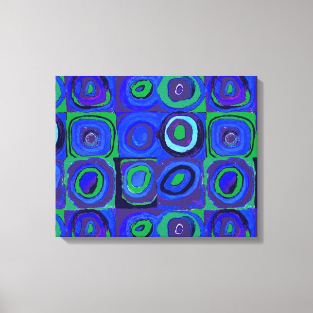 Kandinsky Farbstudien Blue Quadrate Square Circle Leinwanddruck (Vorderseite)