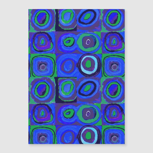 Kandinsky Farbstudien Blue Quadrate Square Circle Magnetkarte (Vorderseite)