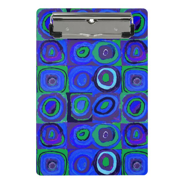 Kandinsky Farbstudien Blue Quadrate Square Circle Mini Klemmbrett (Vorderseite)