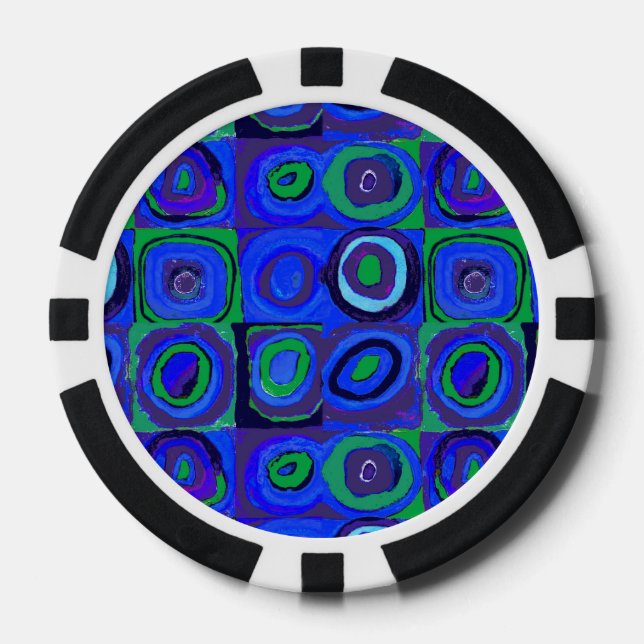 Kandinsky Farbstudien Blue Quadrate Square Circle Pokerchips (Vorderseite)