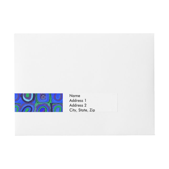 Kandinsky Farbstudien Blue Quadrate Square Circle Rundum-Adressaufkleber (Vorderseite)