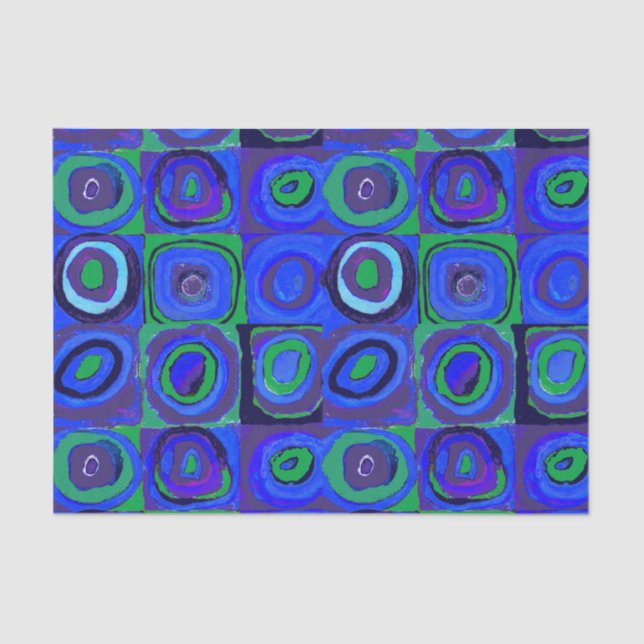 Kandinsky Farbstudien Blue Quadrate Square Circle Seidenpapier (Vorderseite)