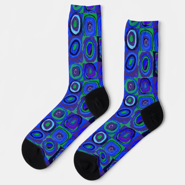 Kandinsky Farbstudien Blue Quadrate Square Circle Socken (Linkes Detail)