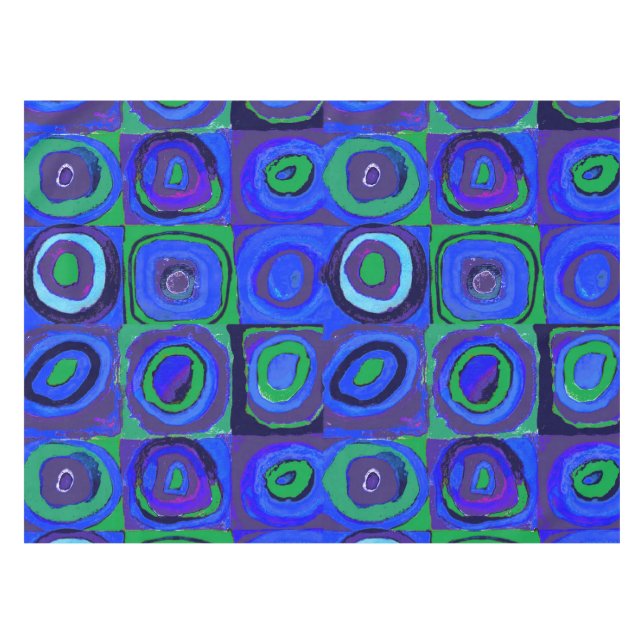 Kandinsky Farbstudien Blue Quadrate Square Circle Tischdecke (Vorderseite (Horizontal))