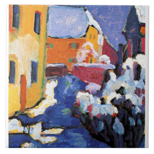 Kandinsky - Friedhof und Pfarrhaus in Kochel Fliese
