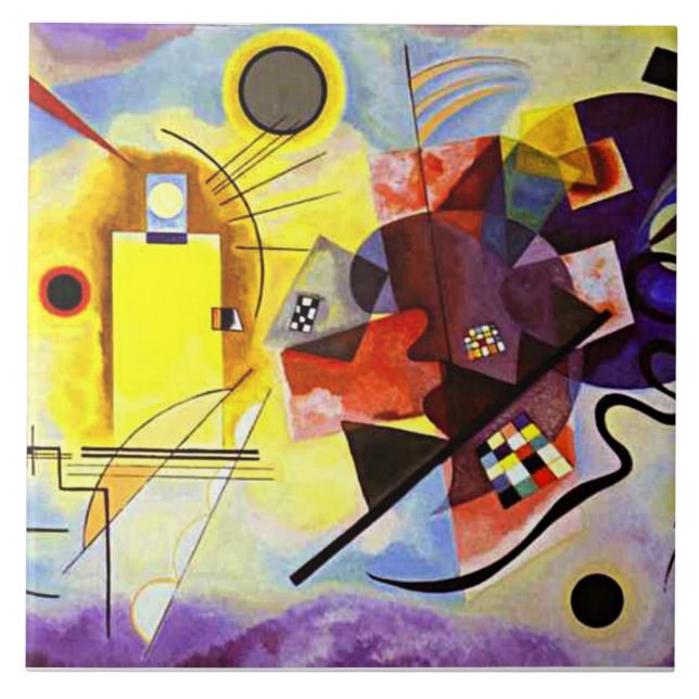 Kandinsky - Gelb-rot-blau Fliese (Vorderseite)
