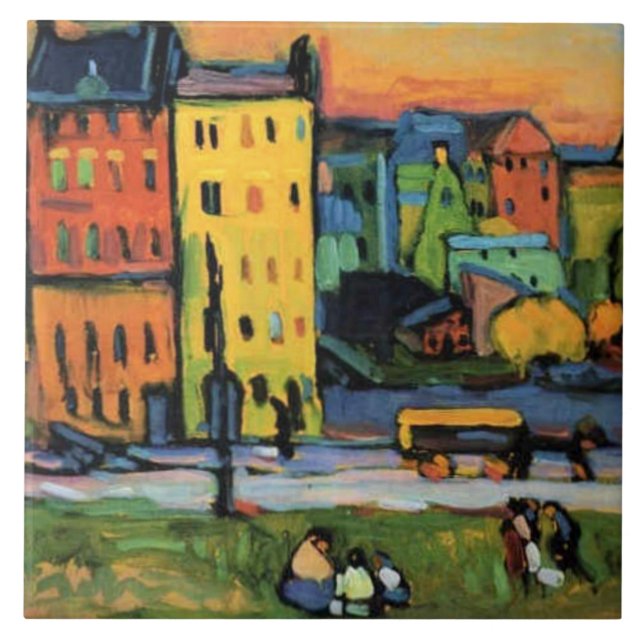 Kandinsky - Häuser in München, Fliese (Vorderseite)