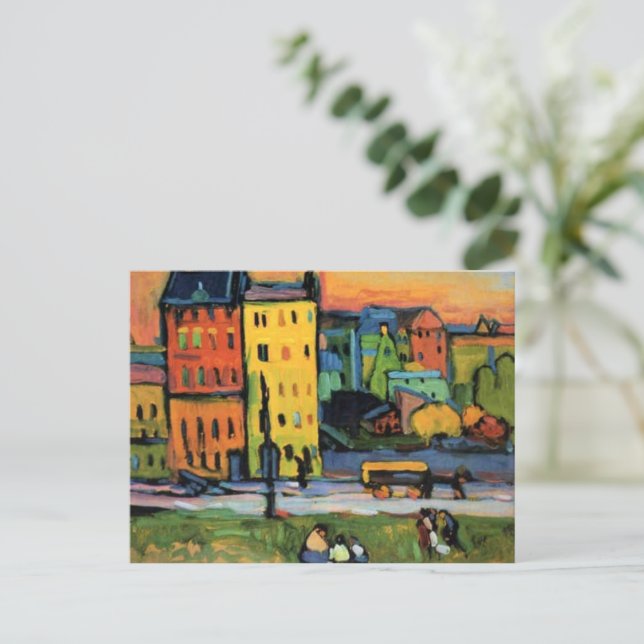 Kandinsky - Häuser in München Postkarte (Stehend Vorderseite)