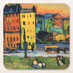 Kandinsky - Häuser in München, Rechteckiger Pappuntersetzer
