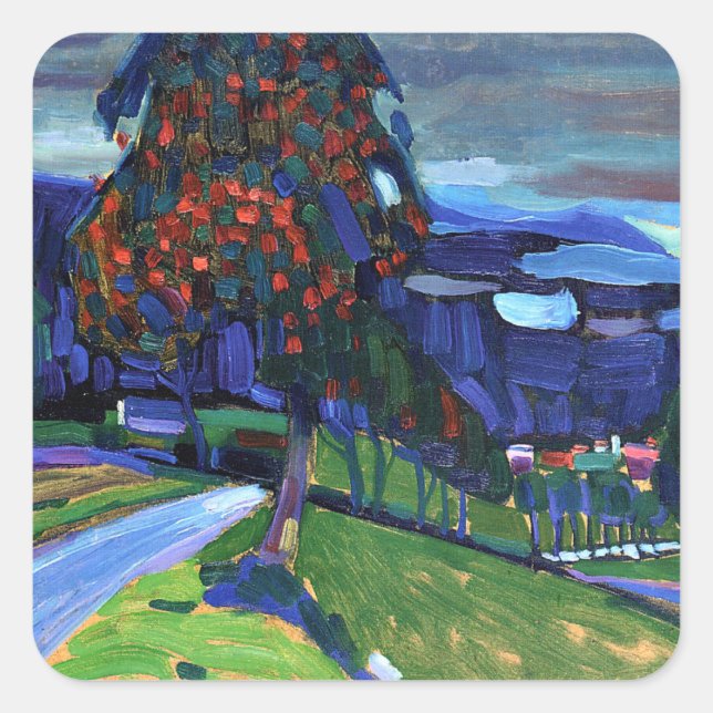 Kandinsky - Herbst in Murnau Quadratischer Aufkleber (Vorderseite)