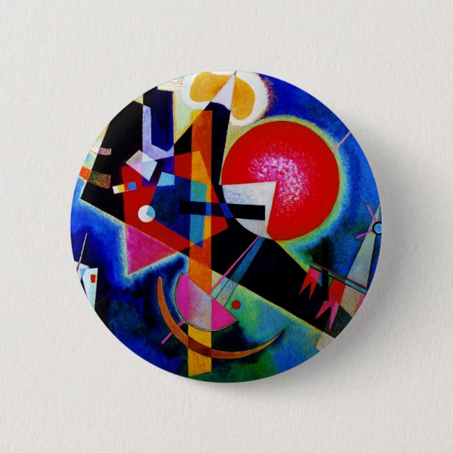 Kandinsky in Abstrakter Blauer Malerei Button (Vorderseite)