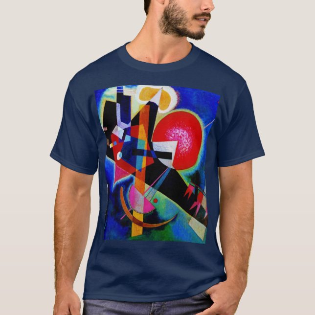 Kandinsky in Blue Abstrakt Painting Navy Blue T-Shirt (Vorderseite)