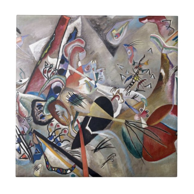 Kandinsky in grauer Abstrakter Kunst Fliese (Vorderseite)