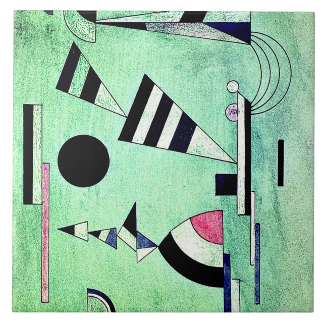 Kandinsky - in Grün getaucht Fliese (Vorderseite)