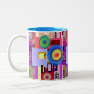 Kandinsky inspirierte Digital, die Nr. 1 zeichnen Zweifarbige Tasse
