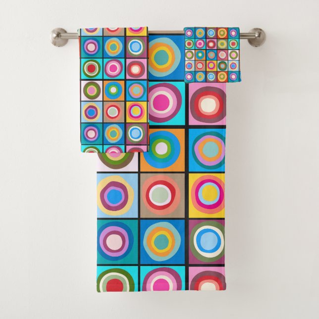 Kandinsky-Inspirierte Kreise Badhandtuch Set (Insitu)