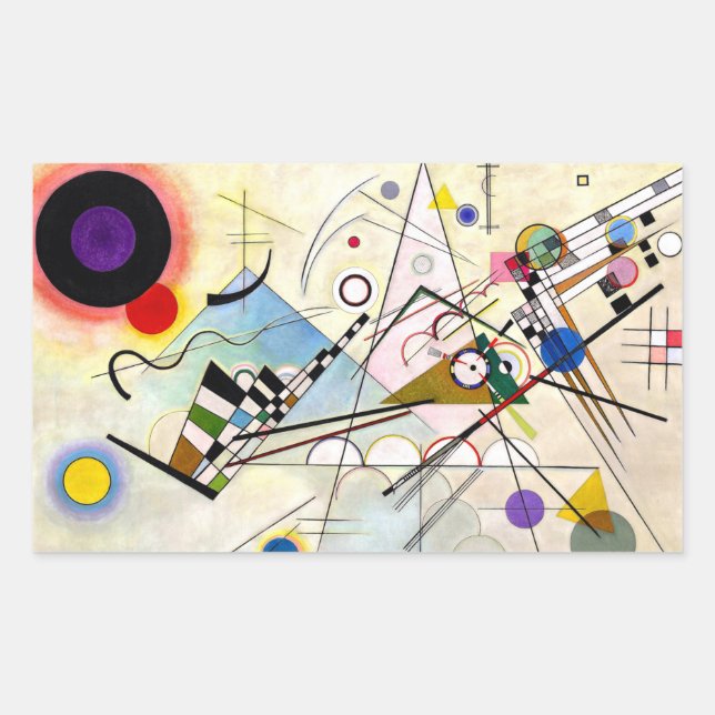 Kandinsky Komposition 8 Rechteckiger Aufkleber (Vorderseite)