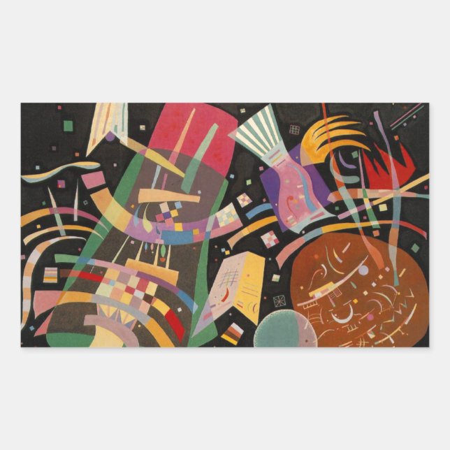 Kandinsky-Komposition X Abstrakt Rechteckiger Aufkleber (Vorderseite)