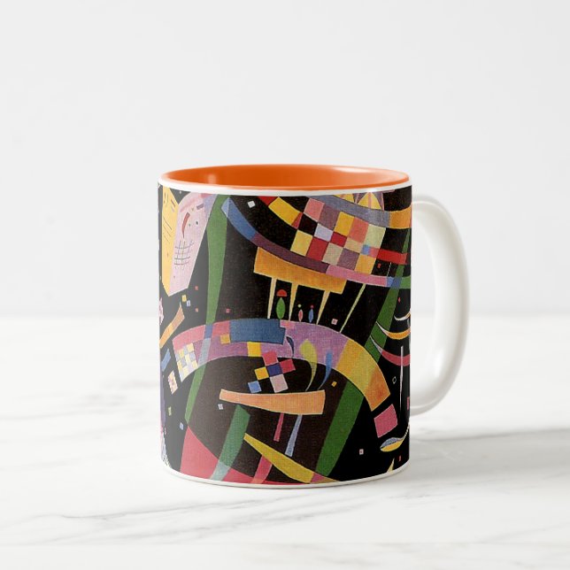Kandinsky - Komposition X, farbige Malerei, Zweifarbige Tasse (VorderseiteRechts)